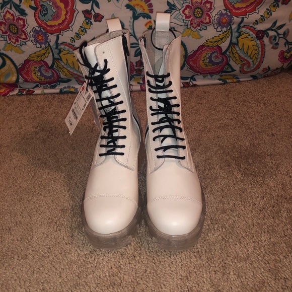 Zara Shoes - ZARA WHITE LEATHER BOOTS